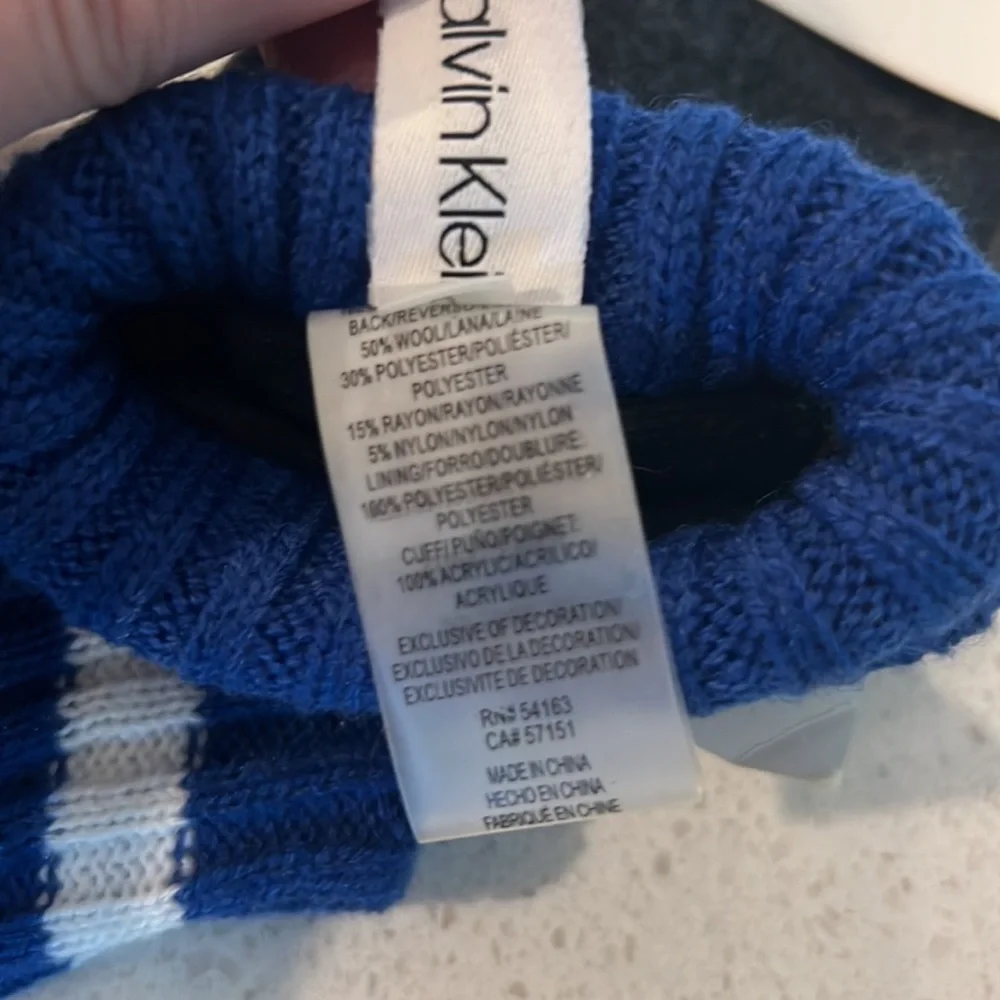 Calvin Klein New Leather Fabric Gloves Small